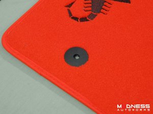 FIAT 124 Floor Mats - Red Carpet w/ Black Scorpion